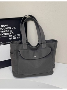 Women Large Capacity Canvas Tote Bag Minimalist Casual Shoulder Bag With Zipper Multi Pockets For Daily Work School Travel