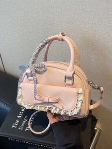 Vrouwen Zoete Strik Kussen Tas Kantrand PU Leer Crossbody Tas Met Sjaal Handvat Elegante Snoep Kleur Handtas Schoudertas
