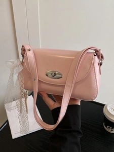 Sac Sous le Bras Tendance pour Femmes en Cuir PU Sac à Bandoulière Avec Noeud en Dentelle Serrure en Métal