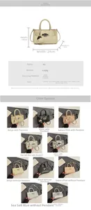 Detailed size chart and multi-color options for women's chic PU leather bucket bag