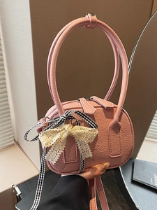 Borsa a Tracolla Donna Pelle PU Grana Litchi Fiocco Nastro Borsa Spalla Sottobraccio Quotidiana Moda Dolce Borsa a Mano Donna