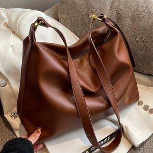 Women Large Capacity PU Leather Tote Bag Vintage Fashion Shoulder Bag For Work Commute Minimalist Hobo Crossbody Handbag