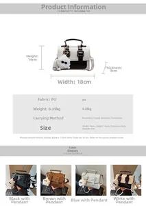 Detailed size chart for stylish PU leather crossbody bag featuring 18x14x8 cm dimensions
