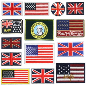 Embroidered National Flag Patches UK US Washington State Badge For Clothing Backpack Jacket DIY Sewing Craft Applique
