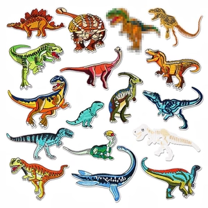 Dinosaur Embroidery Patches Iron On Applique Embroidered Repair Stickers For Clothing DIY Decor T-Rex Jurassic Style Patches