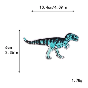 Blue striped Tyrannosaurus dinosaur embroidery patch for clothing DIY decoration