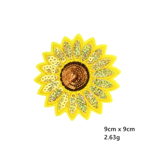 Toppa ricamata girasole con paillettes 9cm per decorazione fai-da-te di vestiti