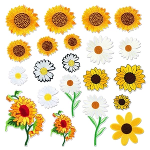 Zonnebloem Madeliefje Geborduurde Patches Strijkijzer Op Applique Voor Kleding Tas Hoed DIY Decoratie Reparatie Bloemen