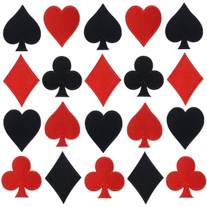 Poker Card Suits Embroidery Patches Spade Heart Diamond Club DIY Iron On Repair Patches For Clothing Jacket Backpack