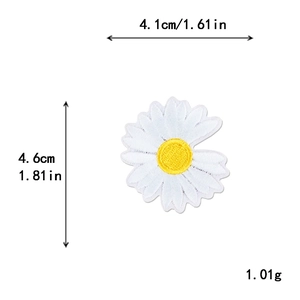 Madeliefje zonnebloem borduurwerk patch 4.1x4.6cm voor DIY hoeden en tassen decor