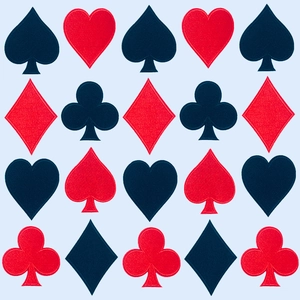 Embroidered poker patch set with spade heart club and diamond shapes for jackets