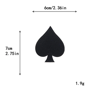 Ace of Spades embroidered patch 6x7cm size and weight measurement for DIY clothing decor