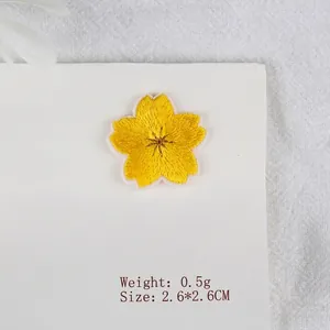Yellow cherry blossom embroidery patch 2.6cm x 2.6cm floral applique for DIY Hanfu