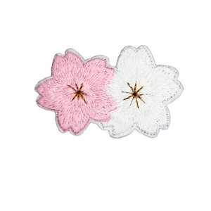 Embroidered cherry blossom patches in pink and white for DIY Hanfu clothing decoration