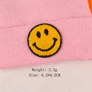 Cute yellow smiley face towel embroidery patch for DIY clothing and accessories decor