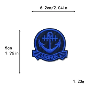 Parche bordado de ancla azul para ropa DIY, dimensiones 5,2 cm por 5,0 cm