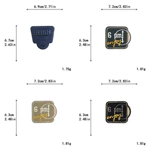 Size chart showing exact dimensions in cm and inches for letter embroidery patches