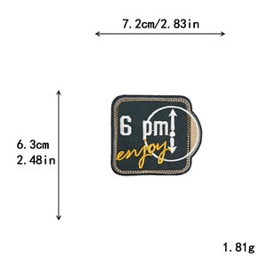 Patch brodé noir classique 6 pm enjoy pour décoration DIY vêtements 7,2x6,3cm