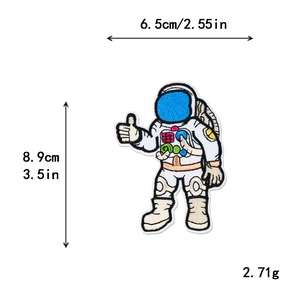 Astronaut space themed iron-on embroidered patch for clothing DIY decoration, 8.9x6.5cm