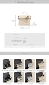 Detailed size guide and material specs for the French style PU crossbody bag