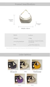 Detailed size chart of nylon dumpling bag showing 40cm width and 19cm height specifications