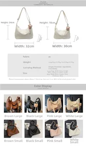 Detailed size chart for large and small PU leather tote bags with dimensions and weights
