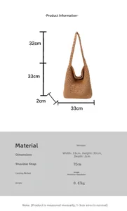 Guida dettagliata alle dimensioni della borsa tote intrecciata grande con misure 33x33x2cm