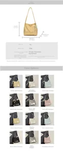 Tableau des tailles et spécifications détaillées pour sac seau à bandoulière en cuir PU