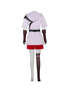 Cosplay-set met roze top met capuchon, rode short en accessoires voor het personage