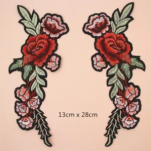 Computer Embroidery Rose Flower Patch DIY Applique For Clothing Bag Hat Shoe Vintage Floral Decorative Stickers Appliques