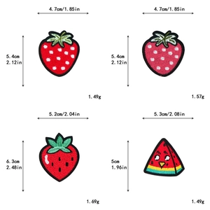 Dimensioni e peso delle toppe ricamate a forma di fragola e anguria per decorazioni