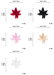 Spécifications de taille pour écussons brodés de feuilles d'érable colorées en 5x5,3cm