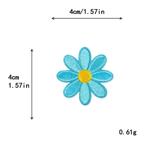 Blue daisy flower embroidered patch 4x4cm DIY applique for clothing and bags