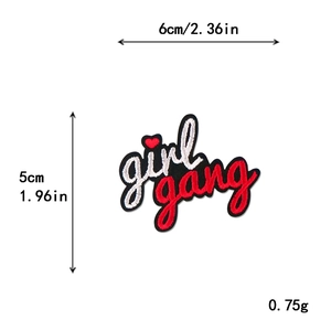 Parche bordado Girl Gang con boca de calavera y corazón rojo para DIY