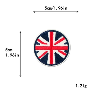 Parche bordado redondo de 5cm bandera Union Jack para ropa y accesorios DIY