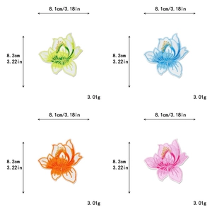 Dimensions détaillées de l'écusson brodé floral de 8,1 cm en quatre couleurs