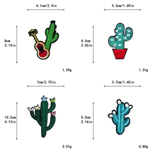 Especificaciones detalladas de tamaño para parches bordados cactus con medidas exactas