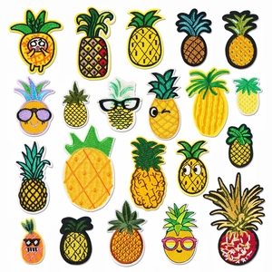 Cartoon Pineapple Embroidery Patches Assorted Fruit Patterns DIY Iron On Sew On Decorative Applique For Clothing Jackets Repair