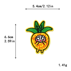 Cartoon pineapple embroidery patch for clothing with detailed size 5.4cm by 6.6cm