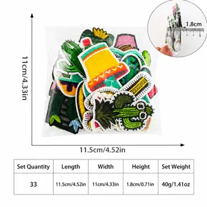 33-delige set kleurrijke cactus en succulent geborduurde patches voor kledingdecoratie