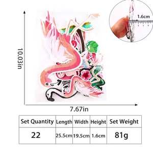 Pink flamingo embroidery patch set of 22 pieces for DIY clothing decoration and repair