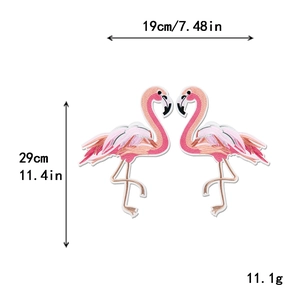 Pink flamingo embroidery patches set with dimensions 19x29cm for DIY apparel decoration