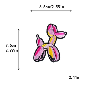 Écusson brodé chien ballon rose pour décoration DIY de vêtements avec dimensions