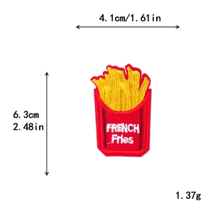 Écusson brodé frites de 4,1 x 6,3 cm pour décoration de vêtements DIY et coques de téléphone