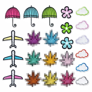Parches Bordados por Computadora de Alta Calidad Apliques Decorativos DIY para Ropa Bolsos Zapatos Paraguas Nube Flor Avión
