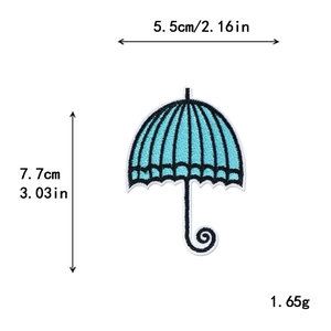 Parche bordado de paraguas azul para ropa, aplique DIY de 5,5x7,7 cm