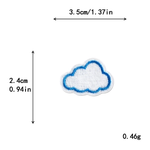 Parche bordado nube 3,5x2,4cm con borde azul para decoración de ropa personalizada