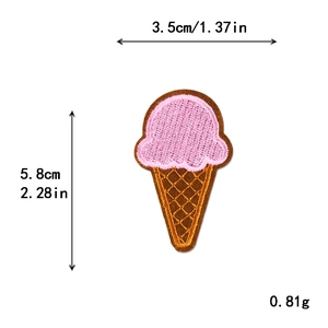Rosa Cartoon Eiscreme Stickerei Aufnäher DIY Kleidung Patch misst 3,5 cm breit und 5,8 cm hoch