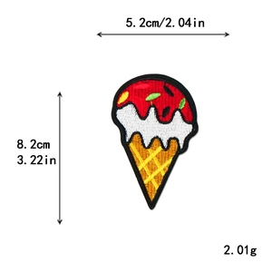 Cartoon Eiswaffel Bestickter Aufnäher für DIY Taschen und Kleidung Deko 8,2 cm