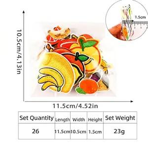 Set di 26 toppe ricamate a forma di frutta limone e mela per decorazione vestiti DIY